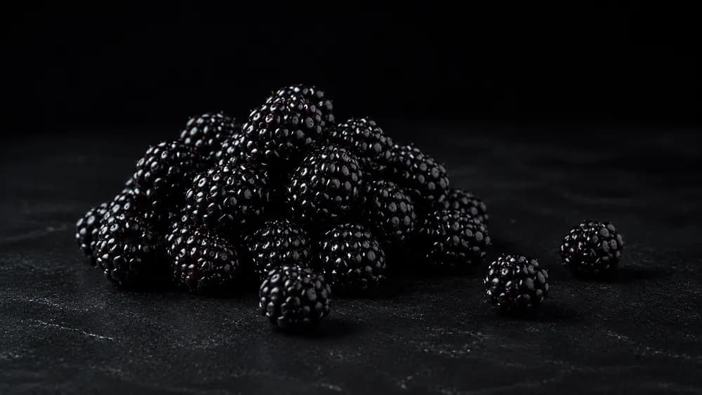 Frische Brombeeren auf dunklem Steinuntergrund