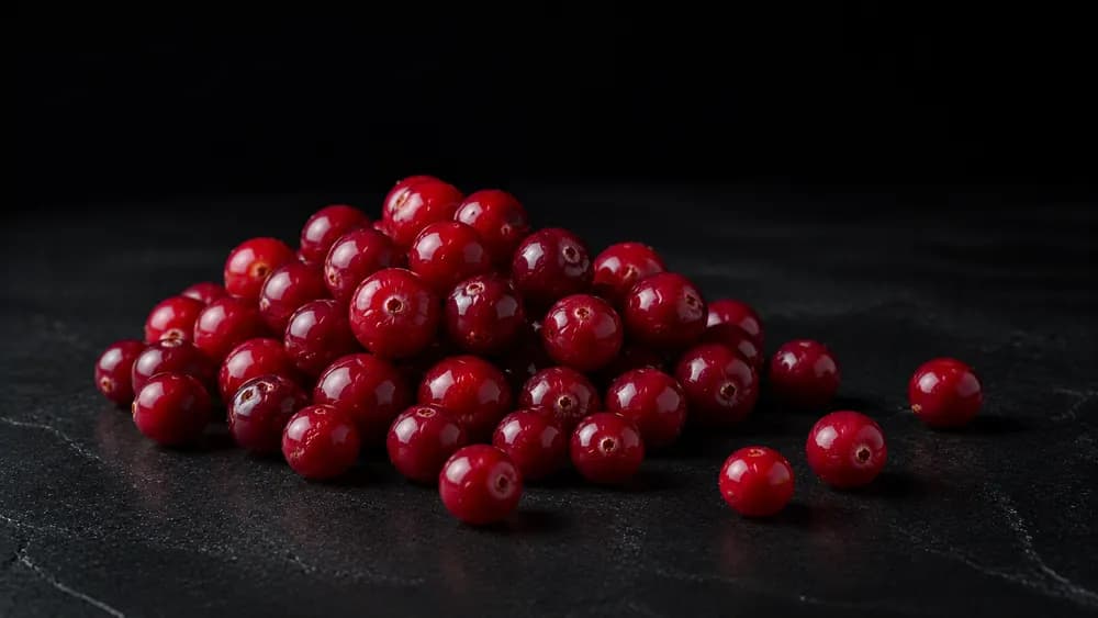 Frische Cranberries auf dunklem Steinuntergrund